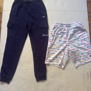 Champion Kids Navy Cargo Joggers and Logo Print Shorts